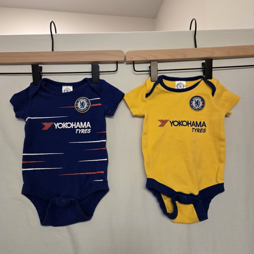 Chelsea FC Two Pack Baby Onesies Size 3-6 Months